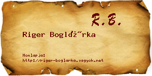 Riger Boglárka névjegykártya